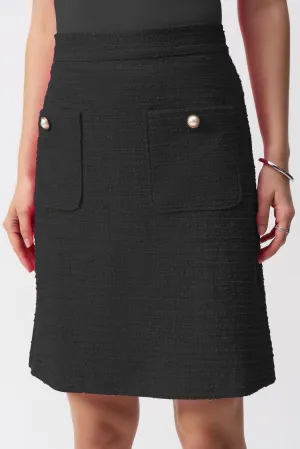 Joseph Ribkoff Black Bouclé A-Line Skirt Style 251291