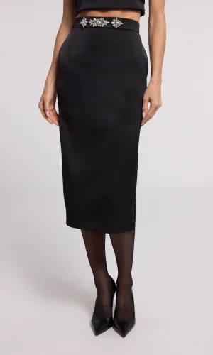 Kori Crystal Embellished Satin Skirt