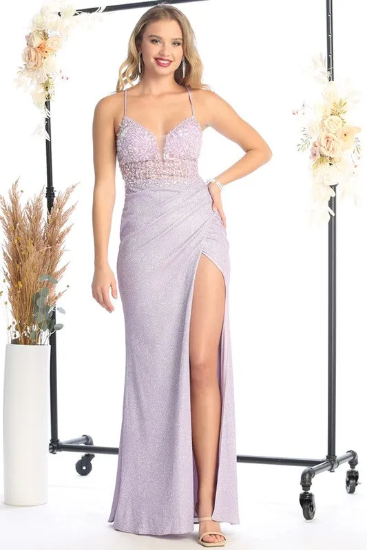 Lilac Sequin/Embroidery Bustier Corset Top Metallic Shea