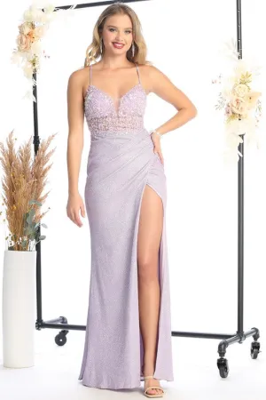 Lilac Sequin/Embroidery Bustier Corset Top Metallic Shea