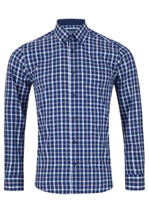 Long Sleeve Check Shirt - Navy