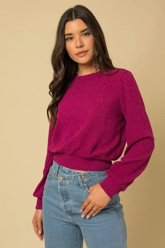 Magenta Skies Open Back Sweater Top