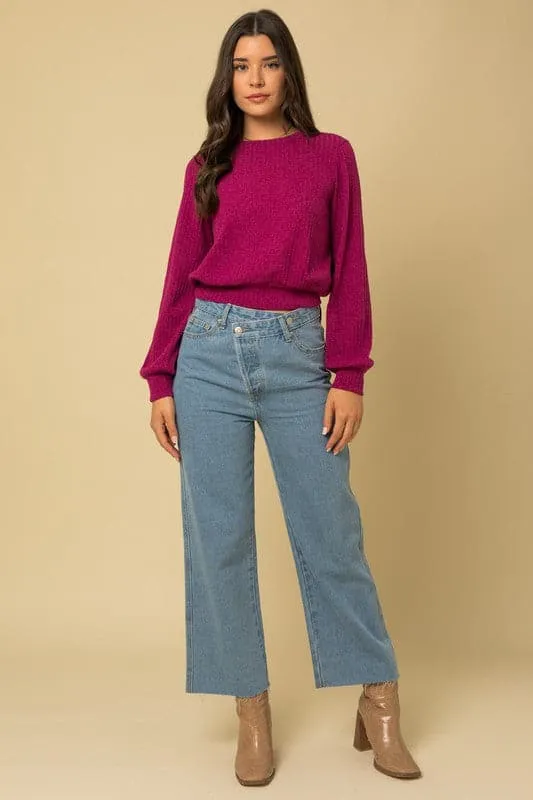 Magenta Skies Open Back Sweater Top