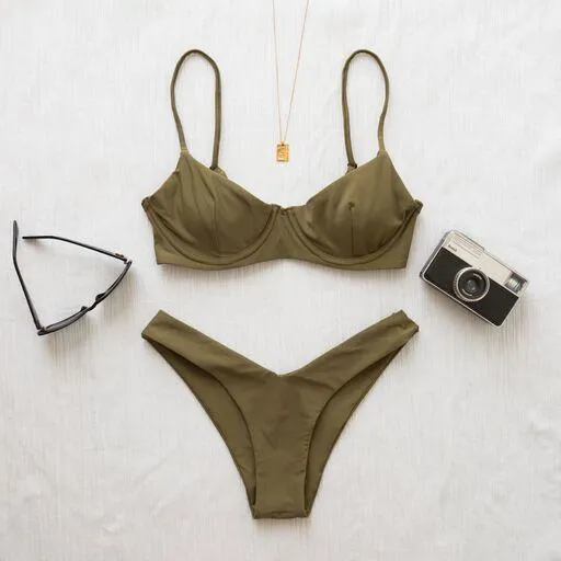 MALDIVES BIKINI BOTTOMS IN KHAKI WILLOW