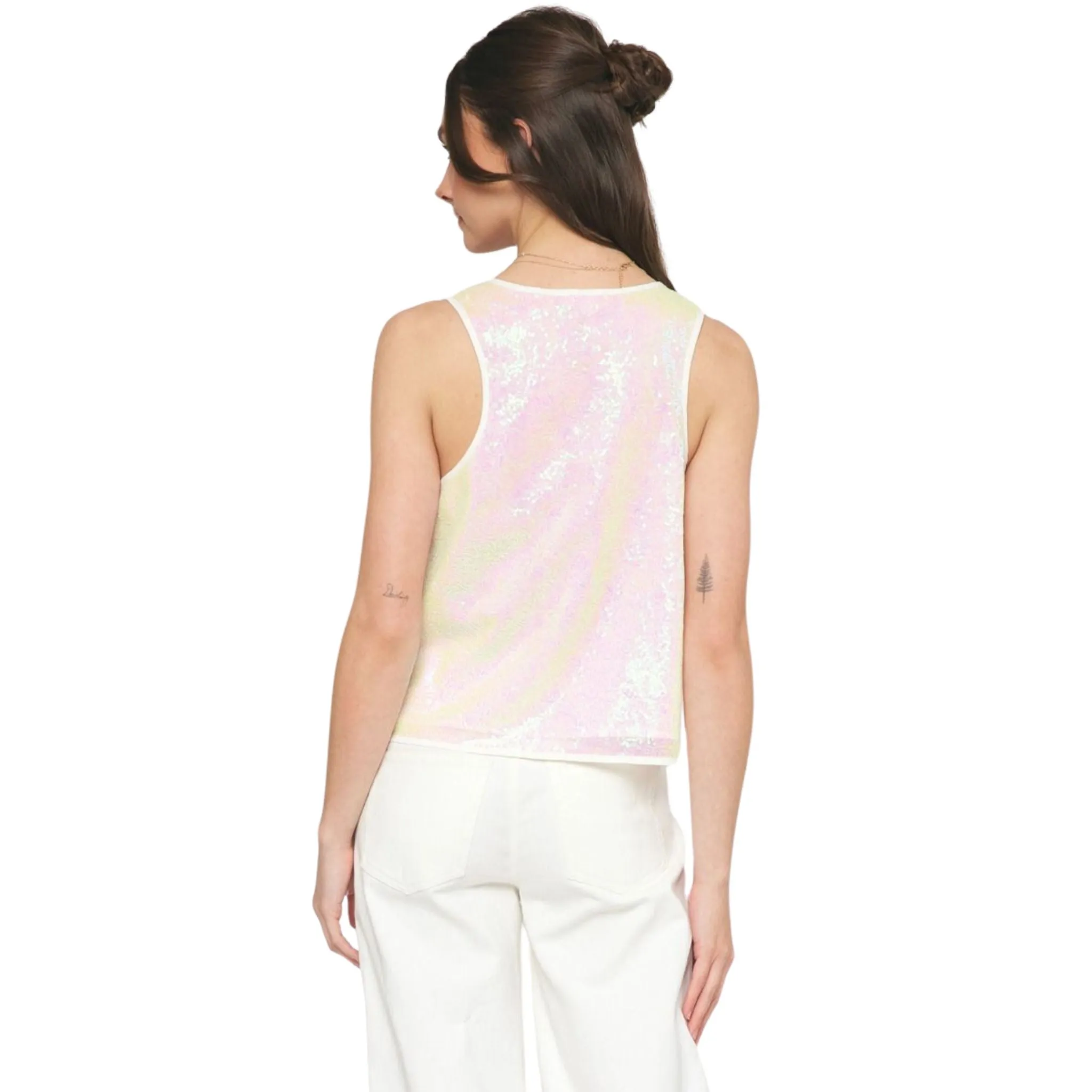 Mena Concert Sleeveless Pearl Sequin Top
