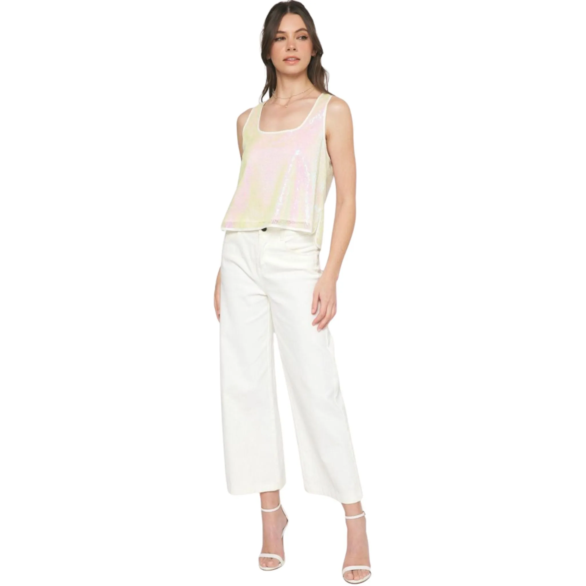 Mena Concert Sleeveless Pearl Sequin Top
