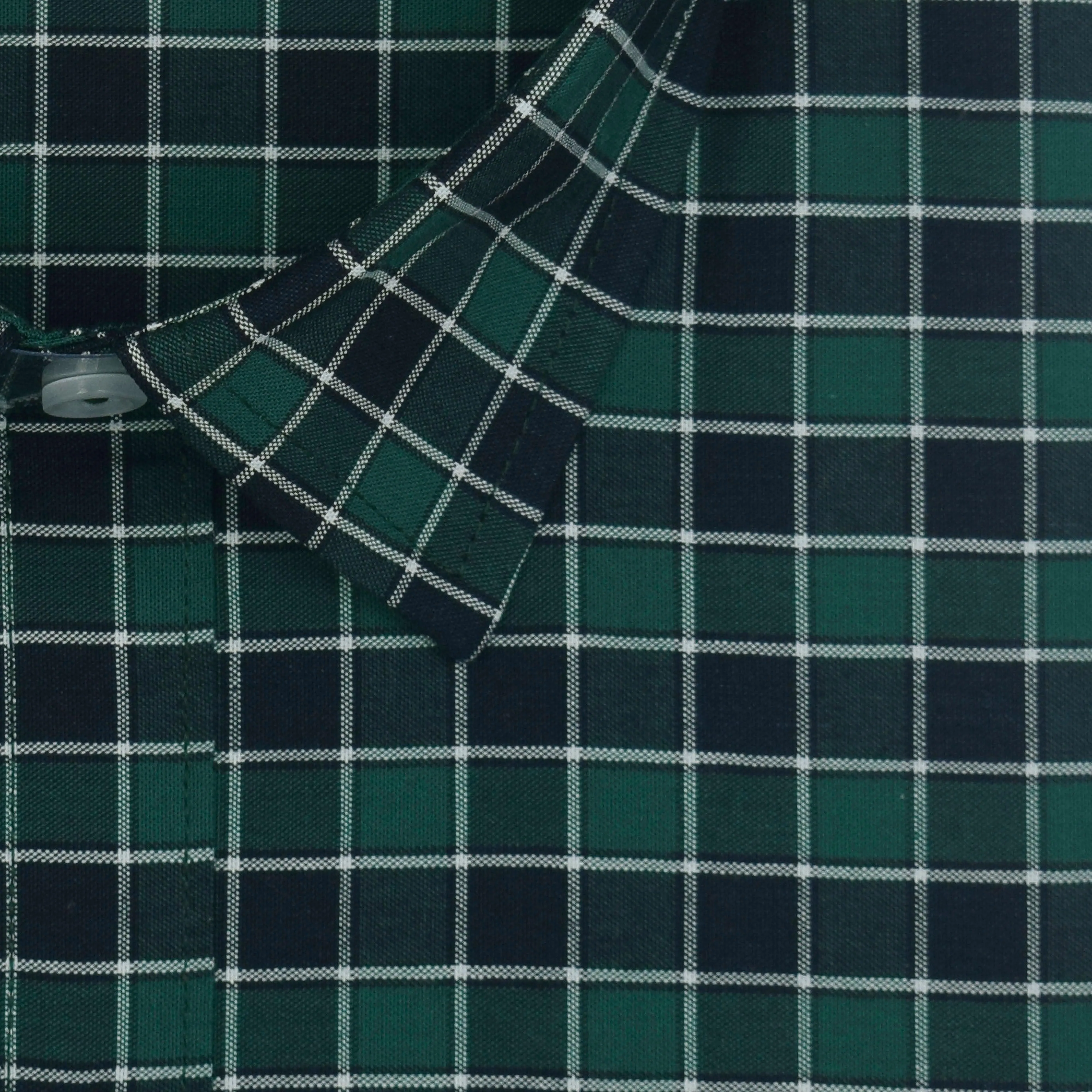 Men's 100% Cotton Gingham Checkered Half Sleeves Shirt (Green)
