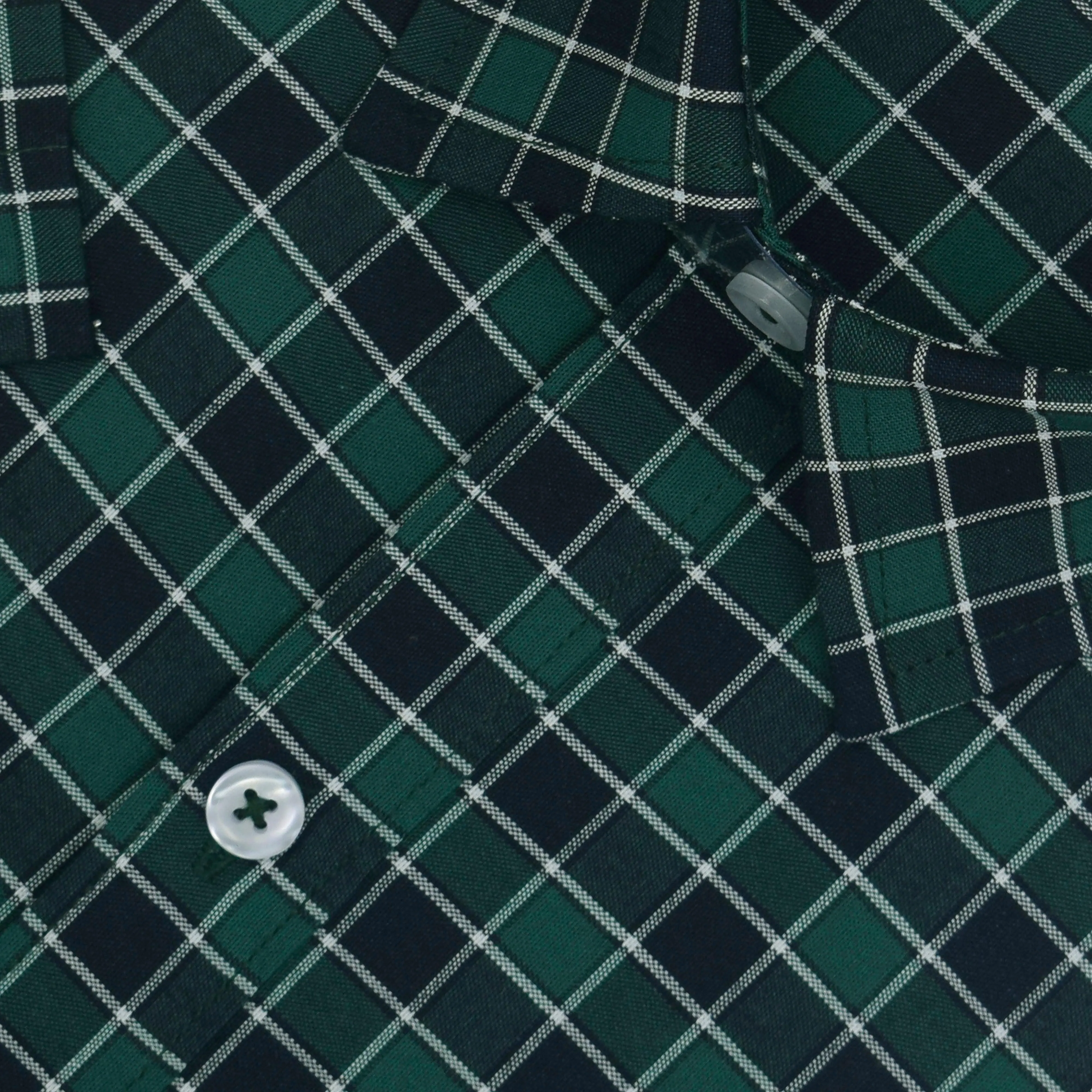 Men's 100% Cotton Gingham Checkered Half Sleeves Shirt (Green)