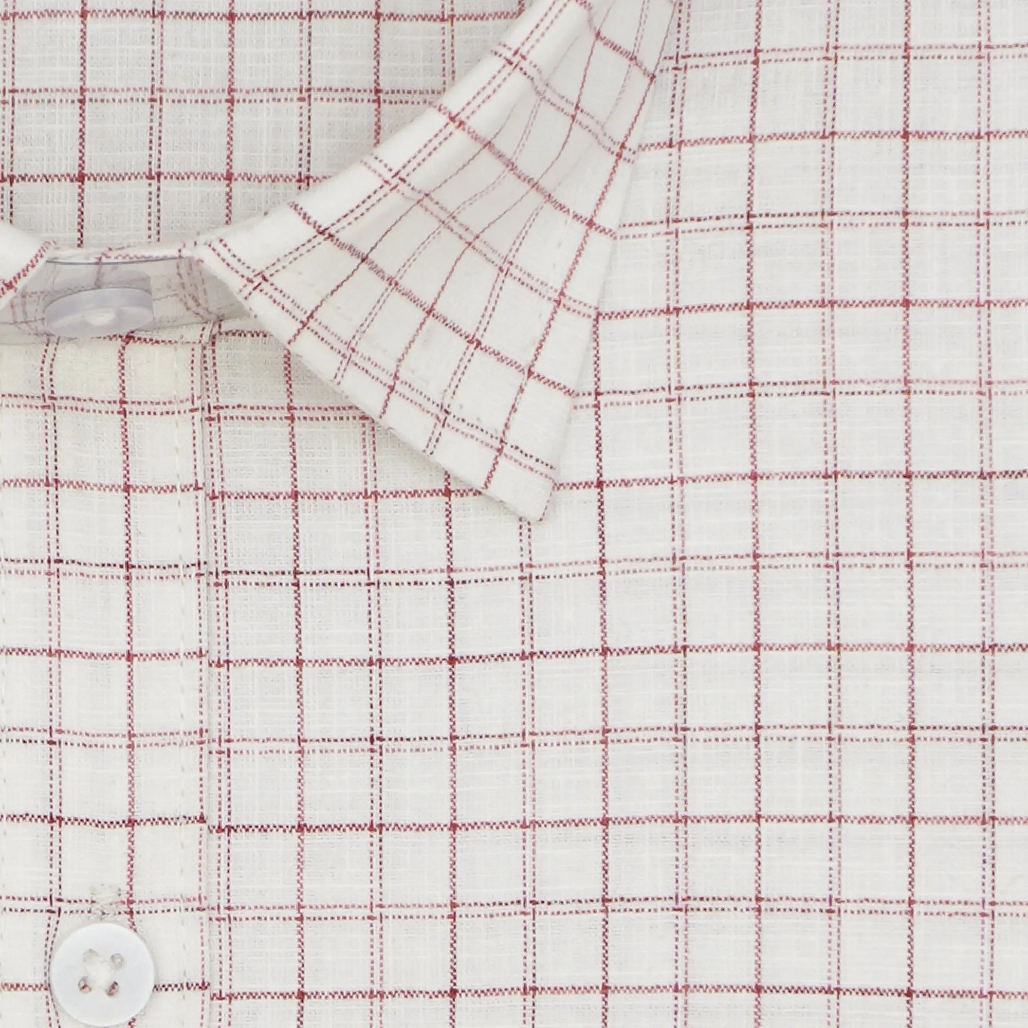 Men's Cotton Linen Checkered Half Sleeves Shirt (Red)