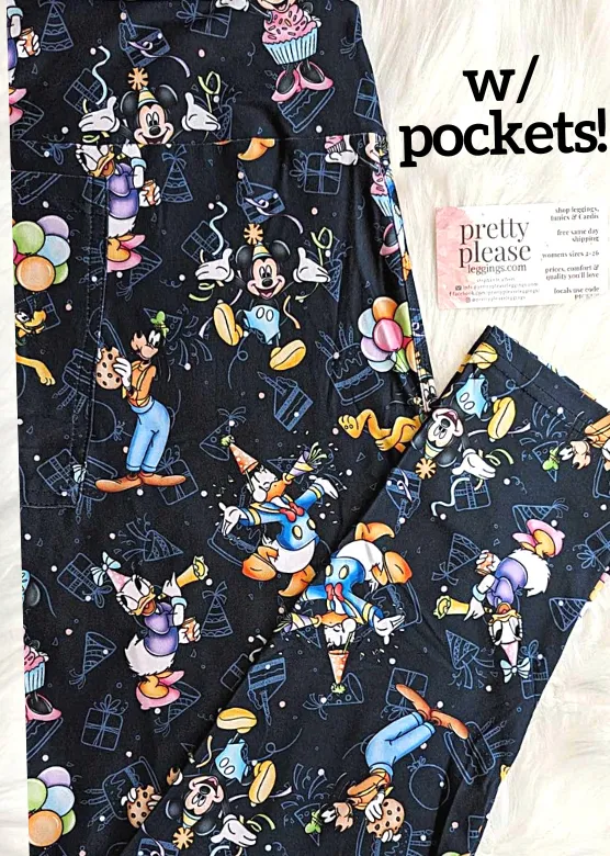 Mickey Minnie & Friends Magic Kingdom Super SOFT Yoga Band Leggings Disney rts