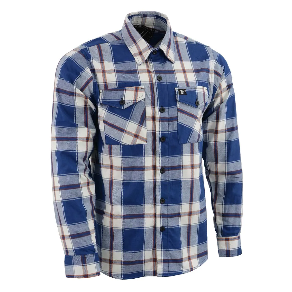 Milwaukee Leather MNG11645 Men's Flannel Plaid Shirt Blue White and Maroon Long Sleeve Cotton Button Down Shirt