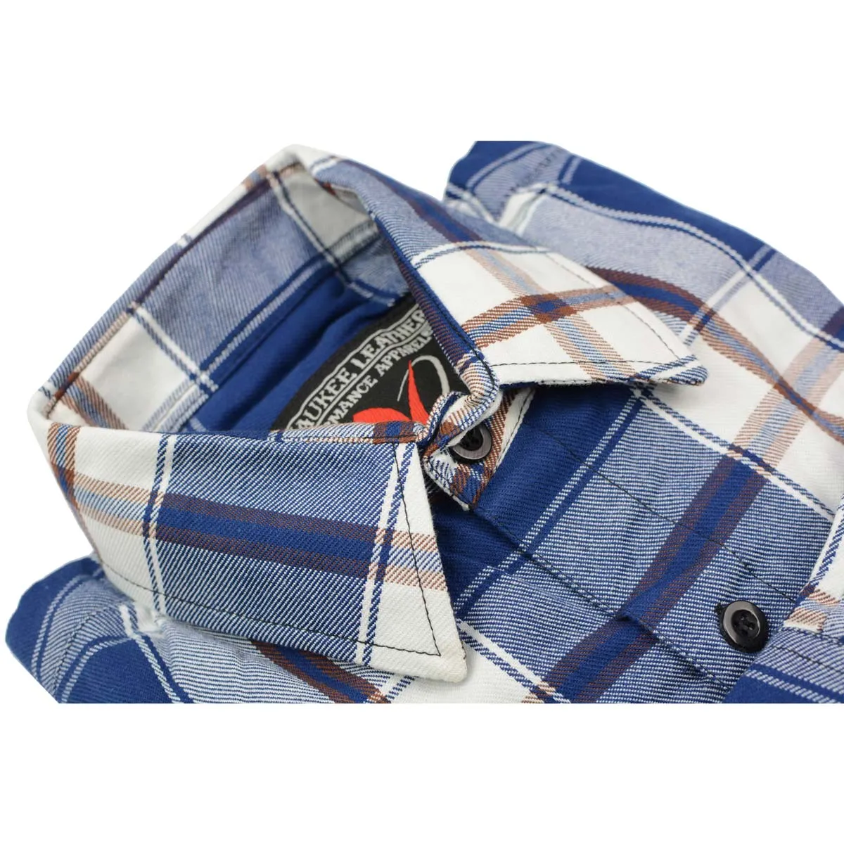 Milwaukee Leather MNG11645 Men's Flannel Plaid Shirt Blue White and Maroon Long Sleeve Cotton Button Down Shirt