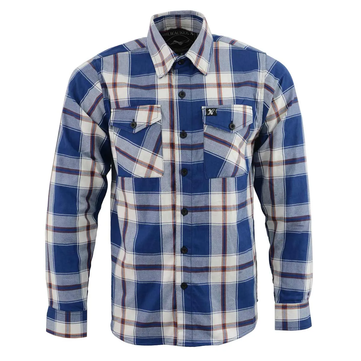 Milwaukee Leather MNG11645 Men's Flannel Plaid Shirt Blue White and Maroon Long Sleeve Cotton Button Down Shirt