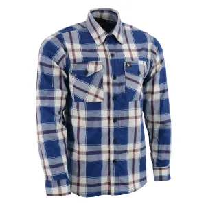 Milwaukee Leather MNG11645 Men's Flannel Plaid Shirt Blue White and Maroon Long Sleeve Cotton Button Down Shirt