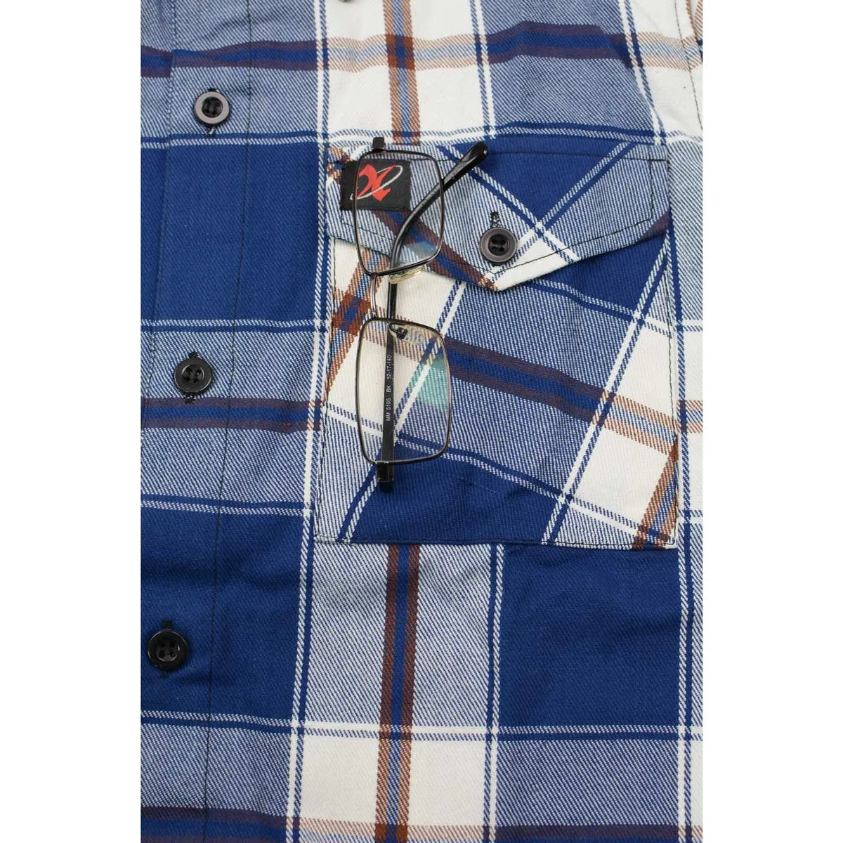 Milwaukee Leather MNG11645 Men's Flannel Plaid Shirt Blue White and Maroon Long Sleeve Cotton Button Down Shirt