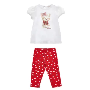 Monnalisa Baby Girl's Red & White Leggins Set