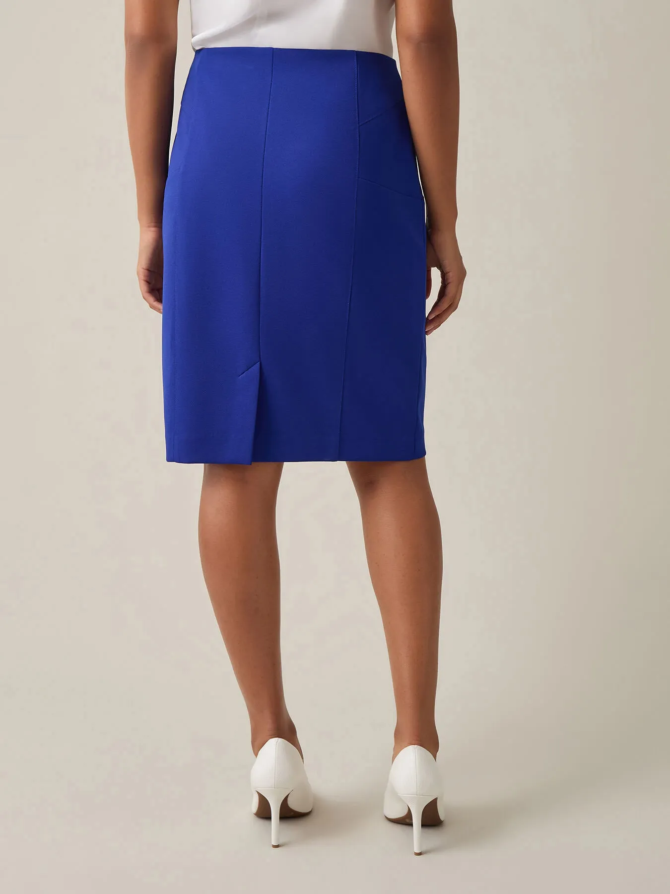 Plus Pull-On Knee-Length Skirt, Royal Signature