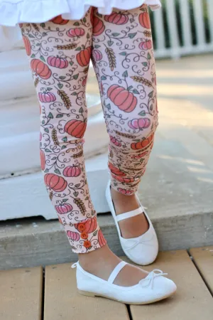 Pumpkin Vines Button Leggings