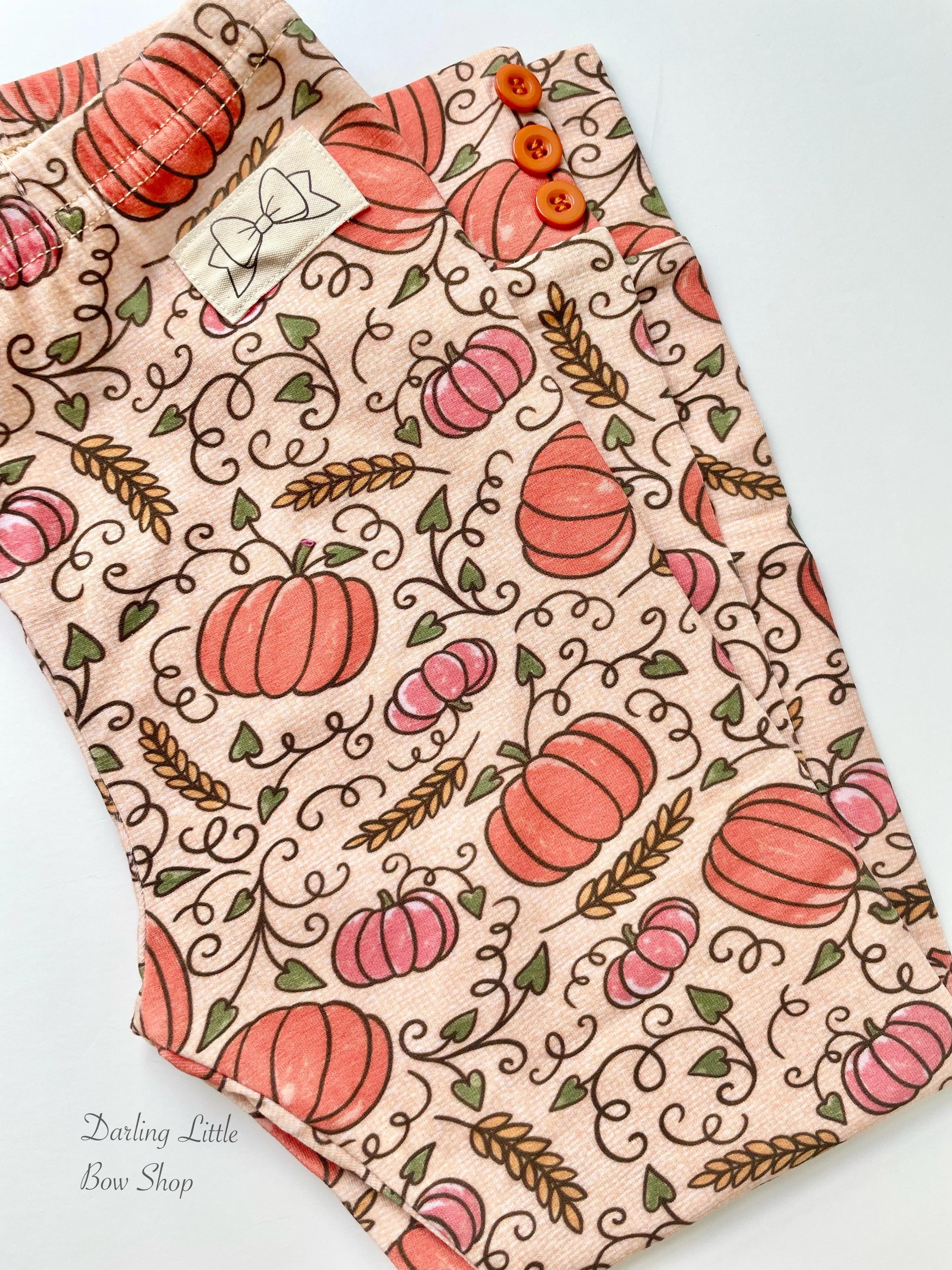 Pumpkin Vines Button Leggings