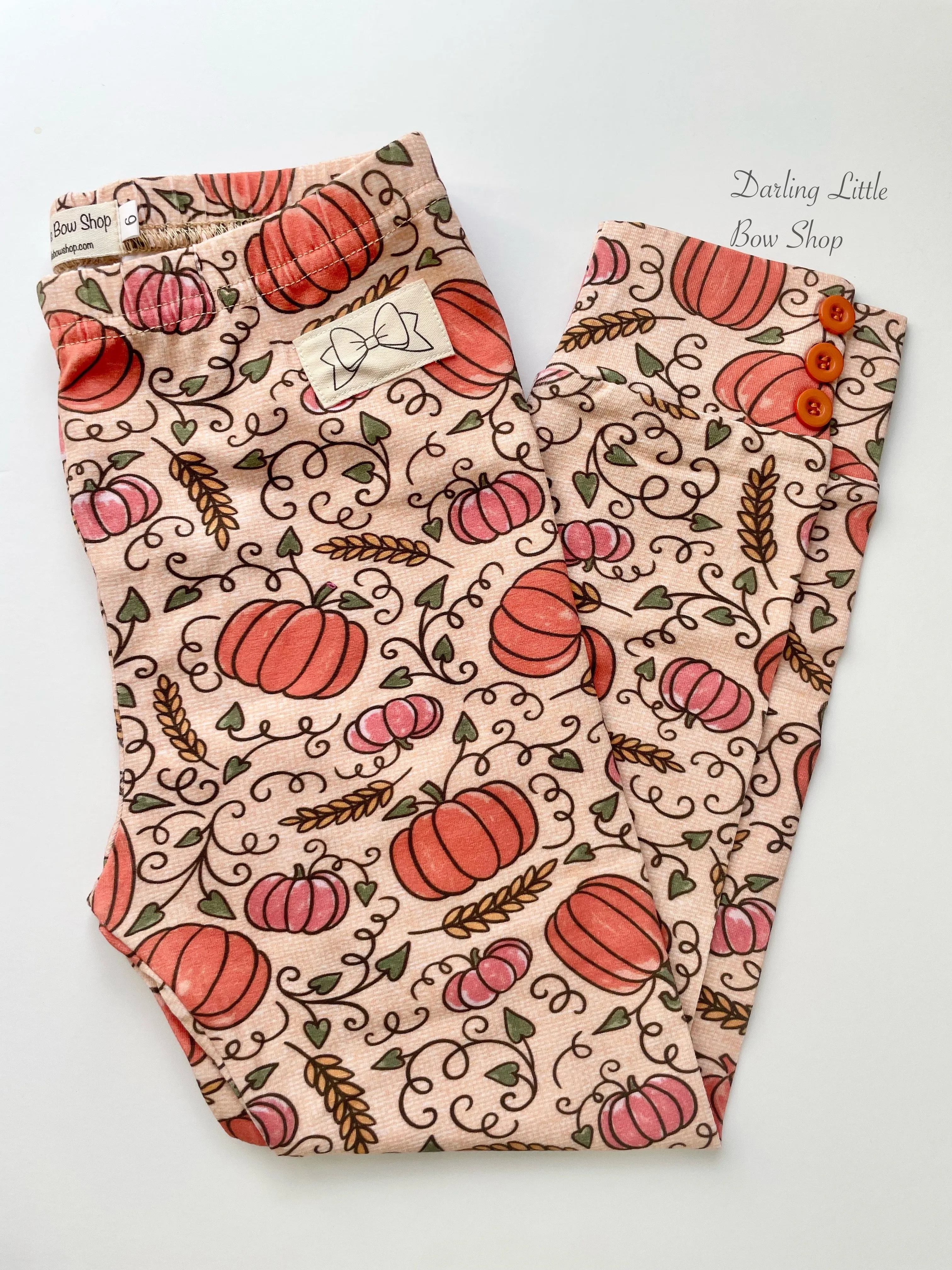 Pumpkin Vines Button Leggings