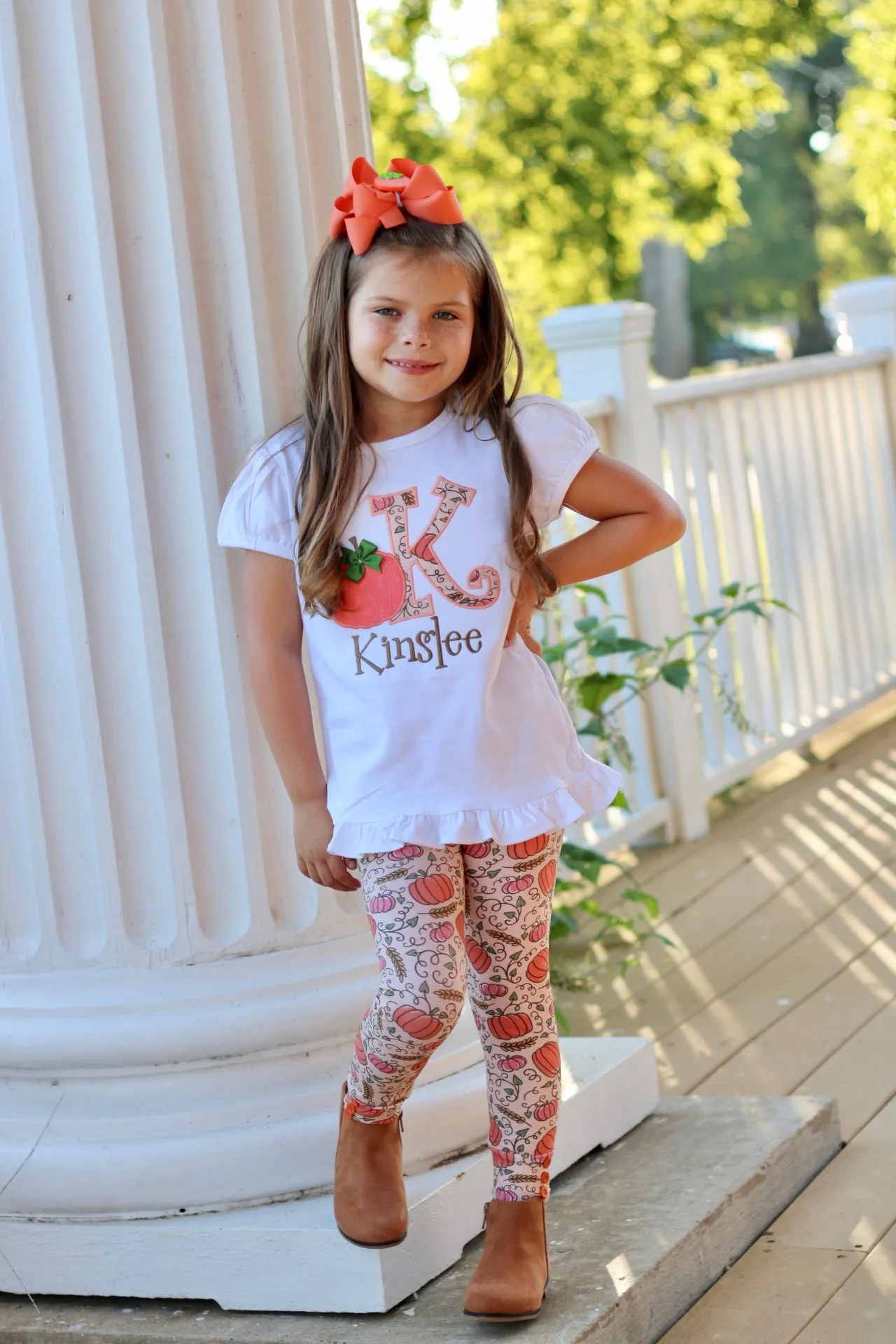 Pumpkin Vines Button Leggings
