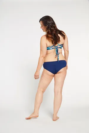 "The TJ" Ruched Cheeky Bikini Bottom in Ocean Navy