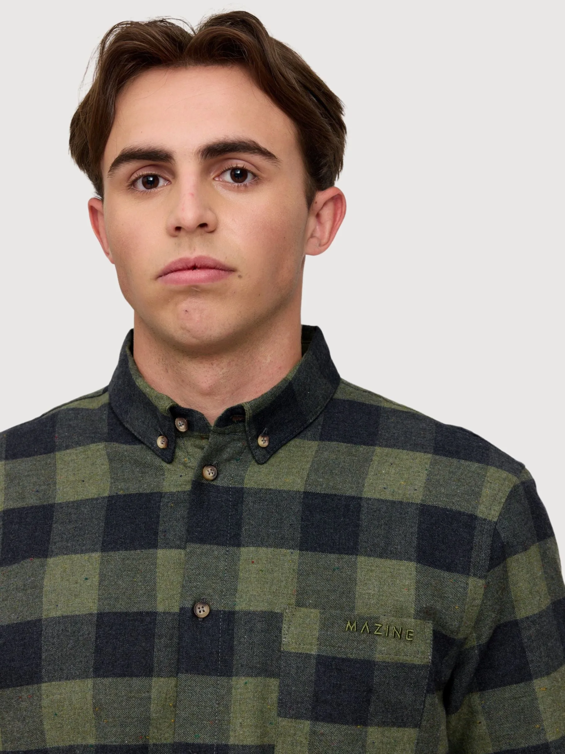 Redcar Men Shirt Mushroom/Black Mel | Mazine