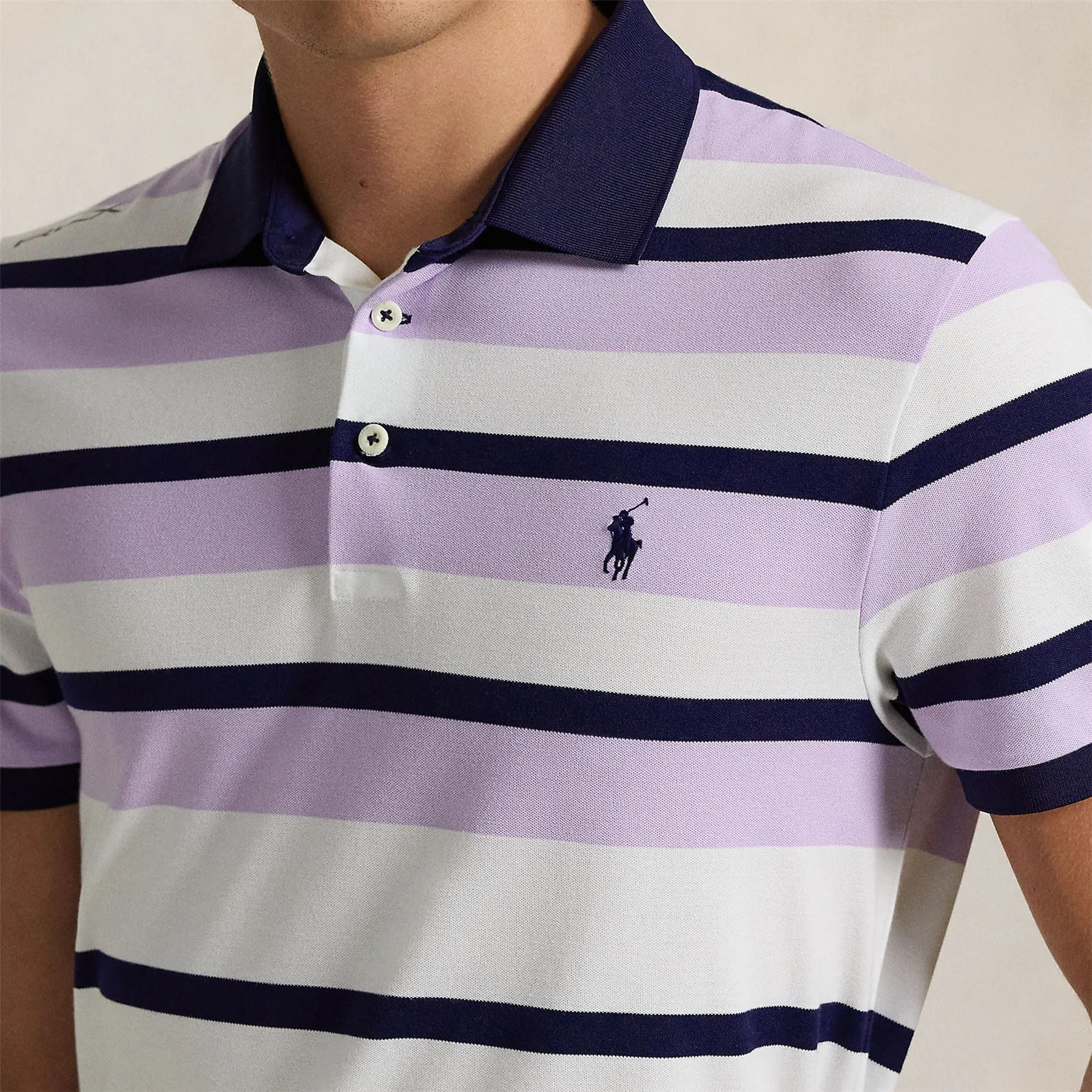 RLX Tailored Fit Performance Pique Stripe Polo Lovely Lilac - AW24
