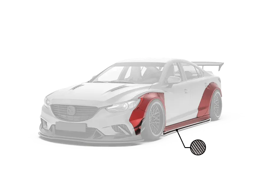 Robot Craftsman Widebody Wheel Arches & Side Skirts & Side Skirts Extensions for Mazda6 Sport Grand Touring Singature Carbon Fiber/FRP