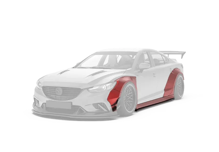 Robot Craftsman Widebody Wheel Arches & Side Skirts & Side Skirts Extensions for Mazda6 Sport Grand Touring Singature Carbon Fiber/FRP