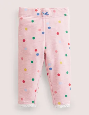 Ruffle Leggings-Pink Marl Painted Spot