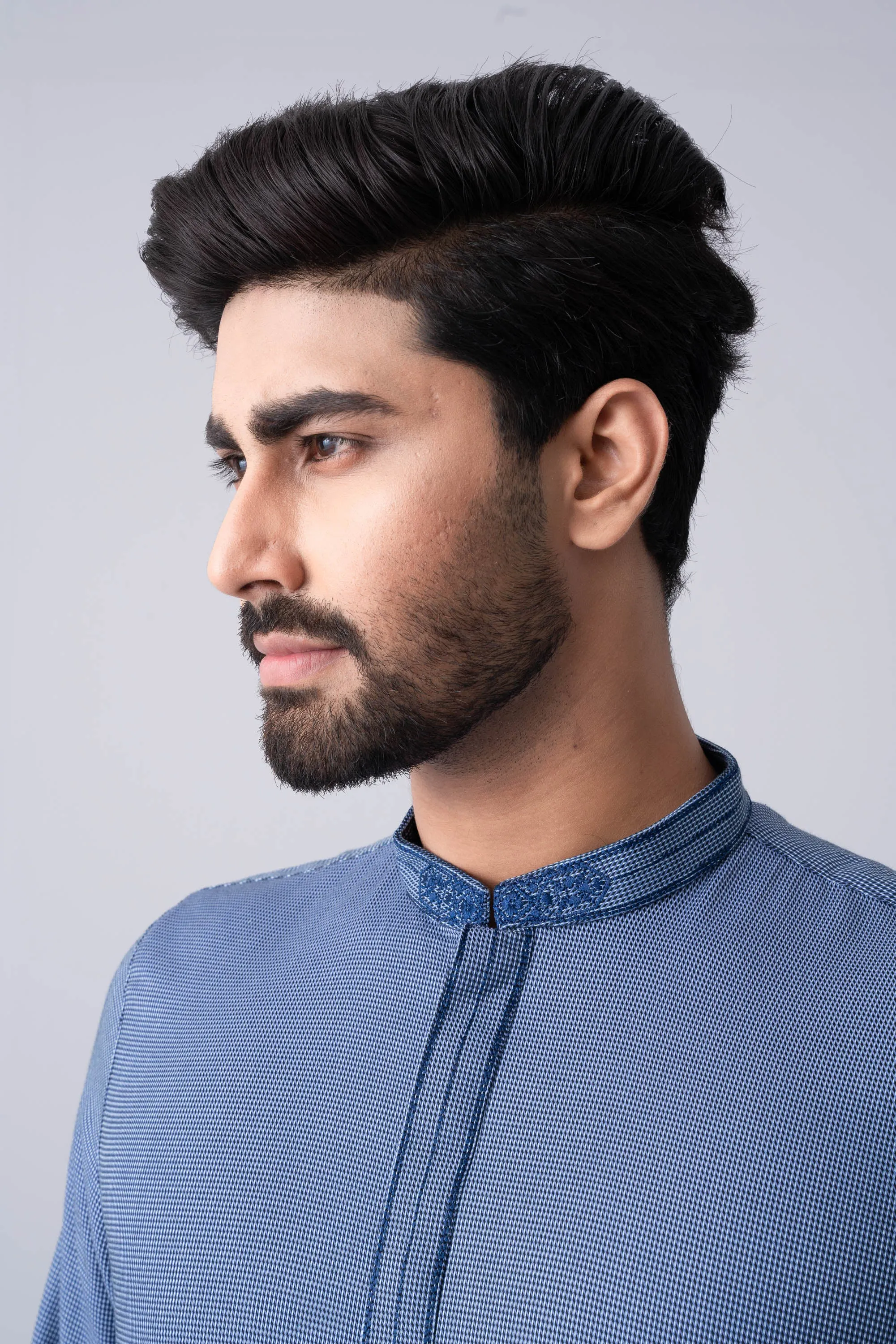 Slim Fit Embroidered Semi Formal Dobby Panjabi