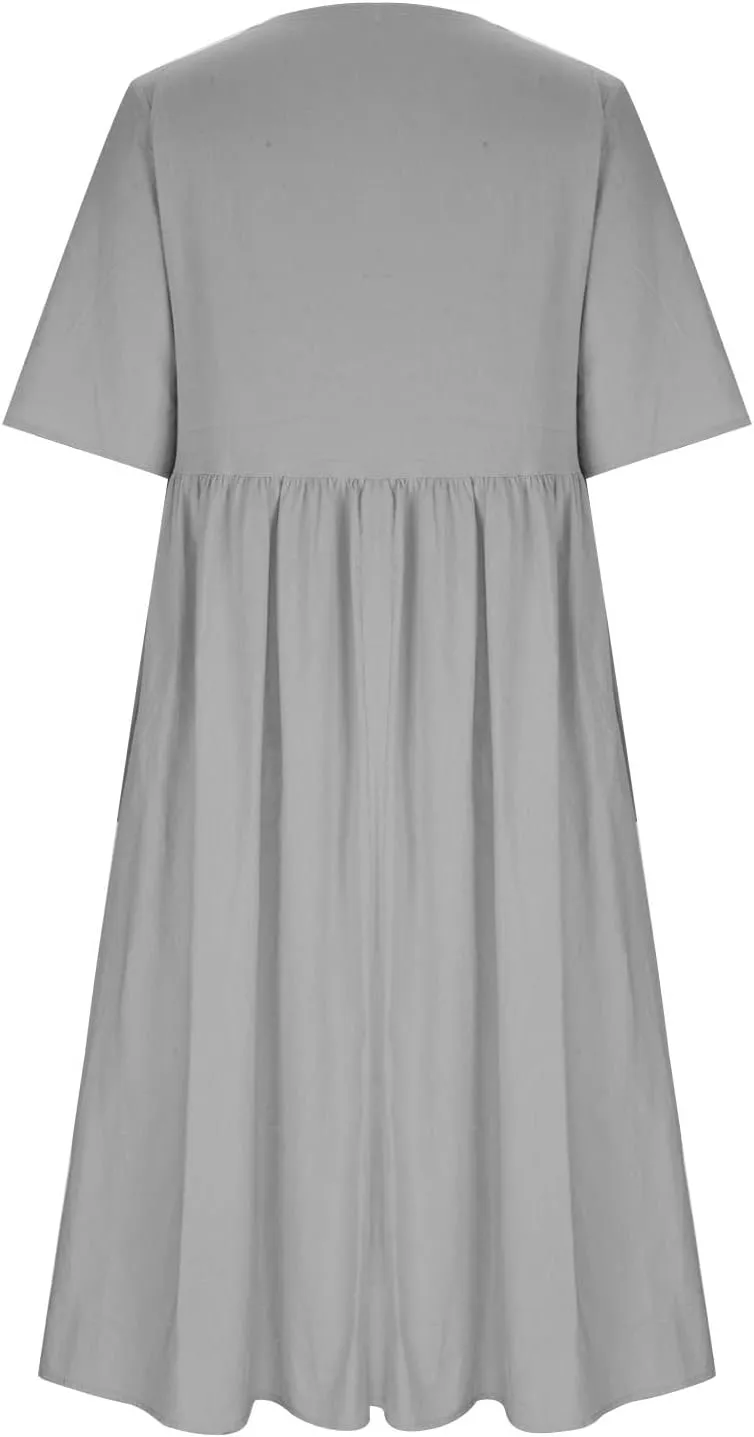 Summer Dresses for Women 2025 Floral Dress Short Sleeve Shirt Dresses Plus Size Maxi Dress Beach Vacation Sundresses