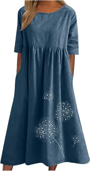 Summer Dresses for Women 2025 Floral Dress Short Sleeve Shirt Dresses Plus Size Maxi Dress Beach Vacation Sundresses
