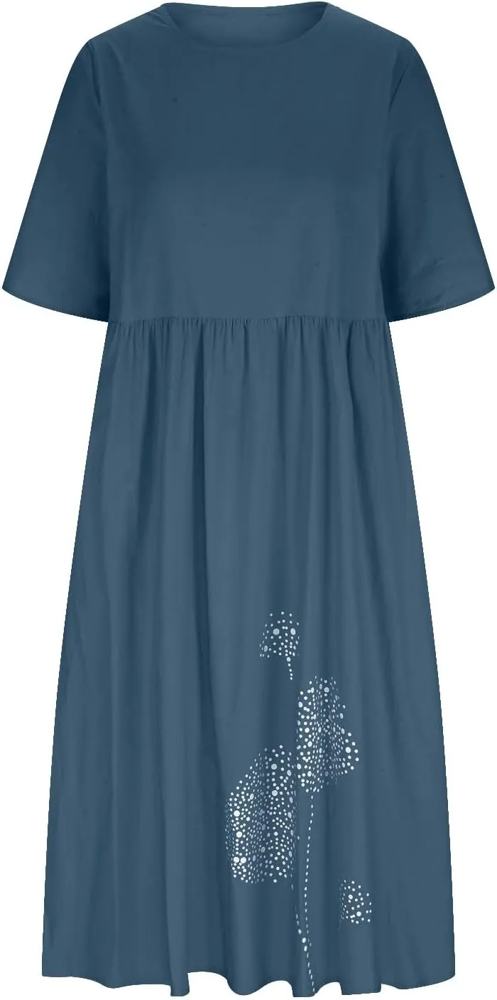 Summer Dresses for Women 2025 Floral Dress Short Sleeve Shirt Dresses Plus Size Maxi Dress Beach Vacation Sundresses