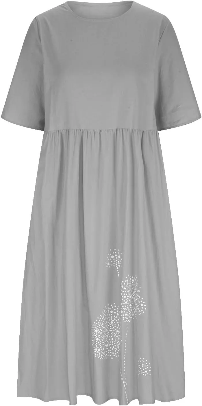 Summer Dresses for Women 2025 Floral Dress Short Sleeve Shirt Dresses Plus Size Maxi Dress Beach Vacation Sundresses