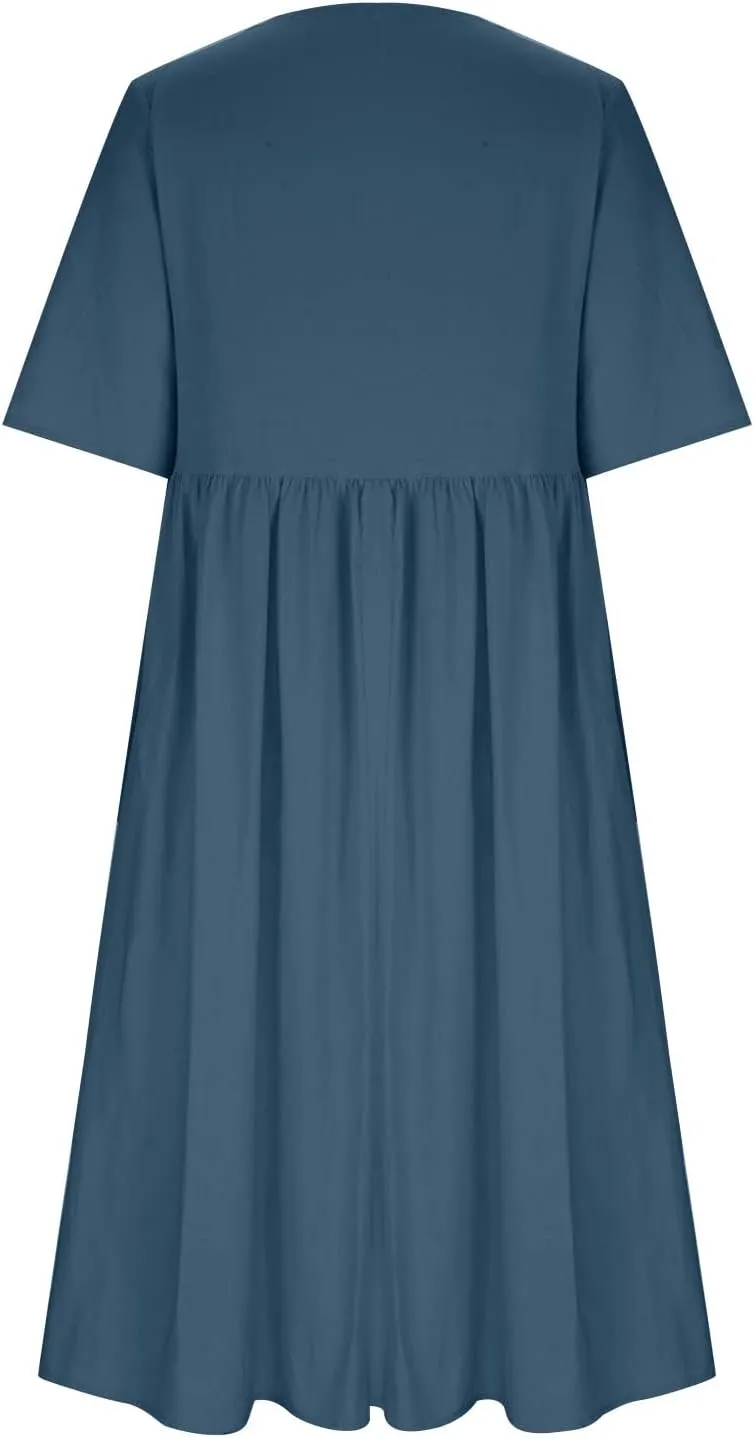Summer Dresses for Women 2025 Floral Dress Short Sleeve Shirt Dresses Plus Size Maxi Dress Beach Vacation Sundresses