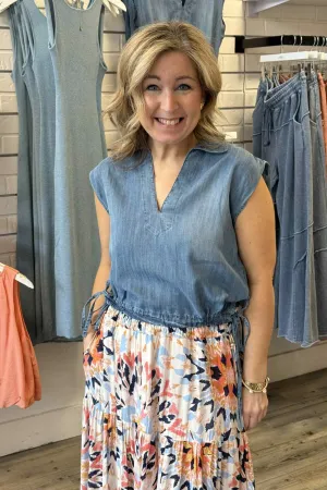 Tencel Drawstring Sleeveless Top