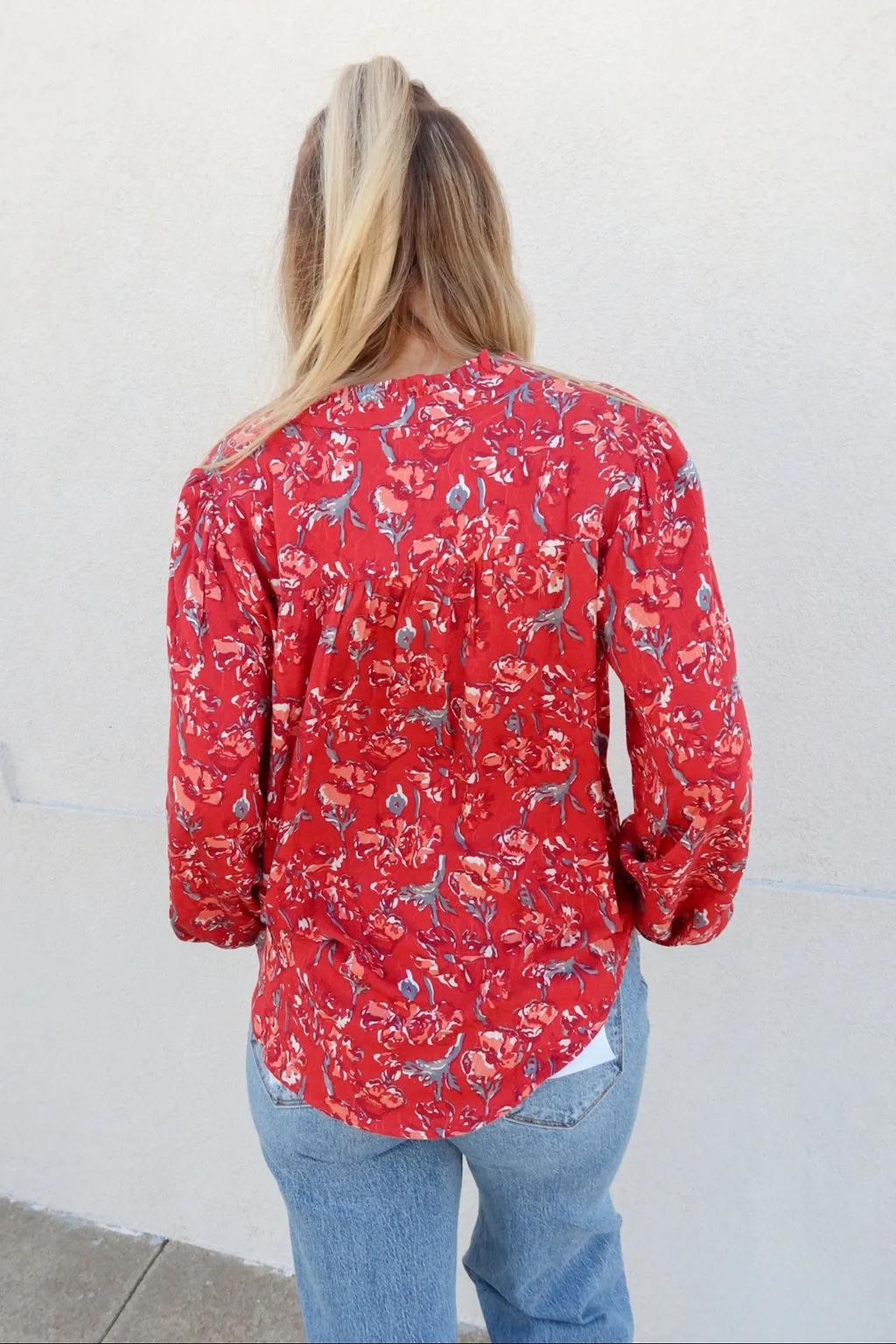 Tribal Brand Scarlet Printed Button Front Blouse
