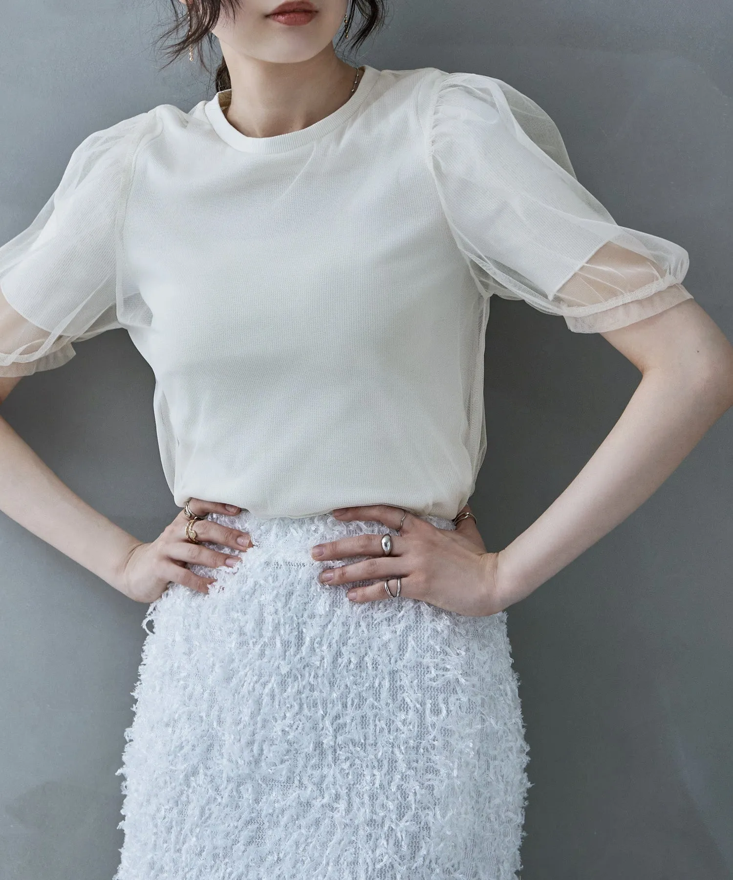 Tulle layered rib tops