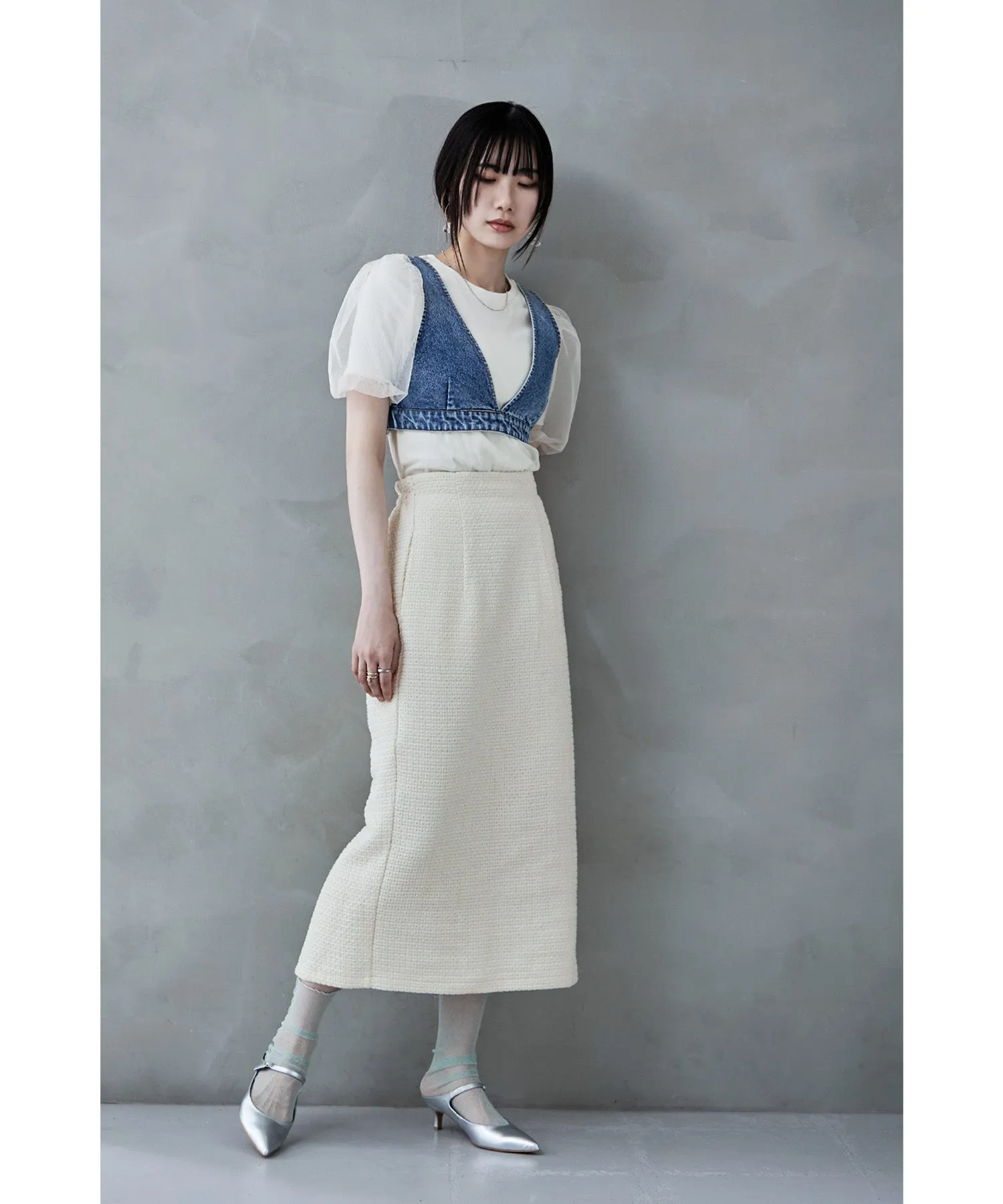 Tulle layered rib tops