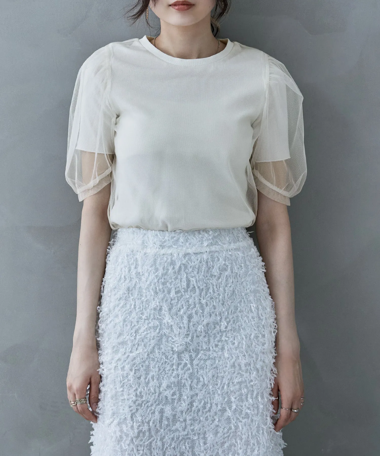 Tulle layered rib tops