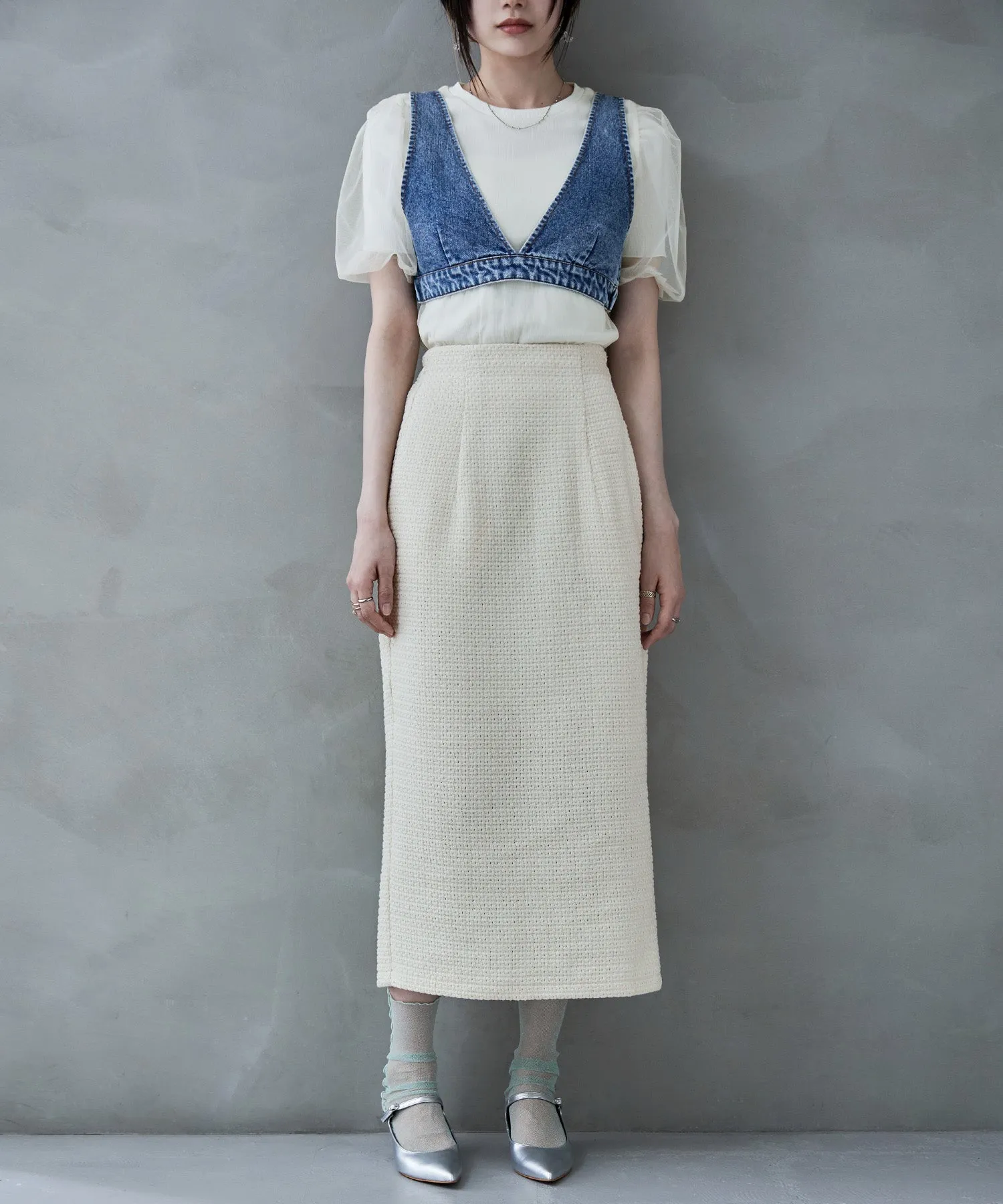 Tulle layered rib tops