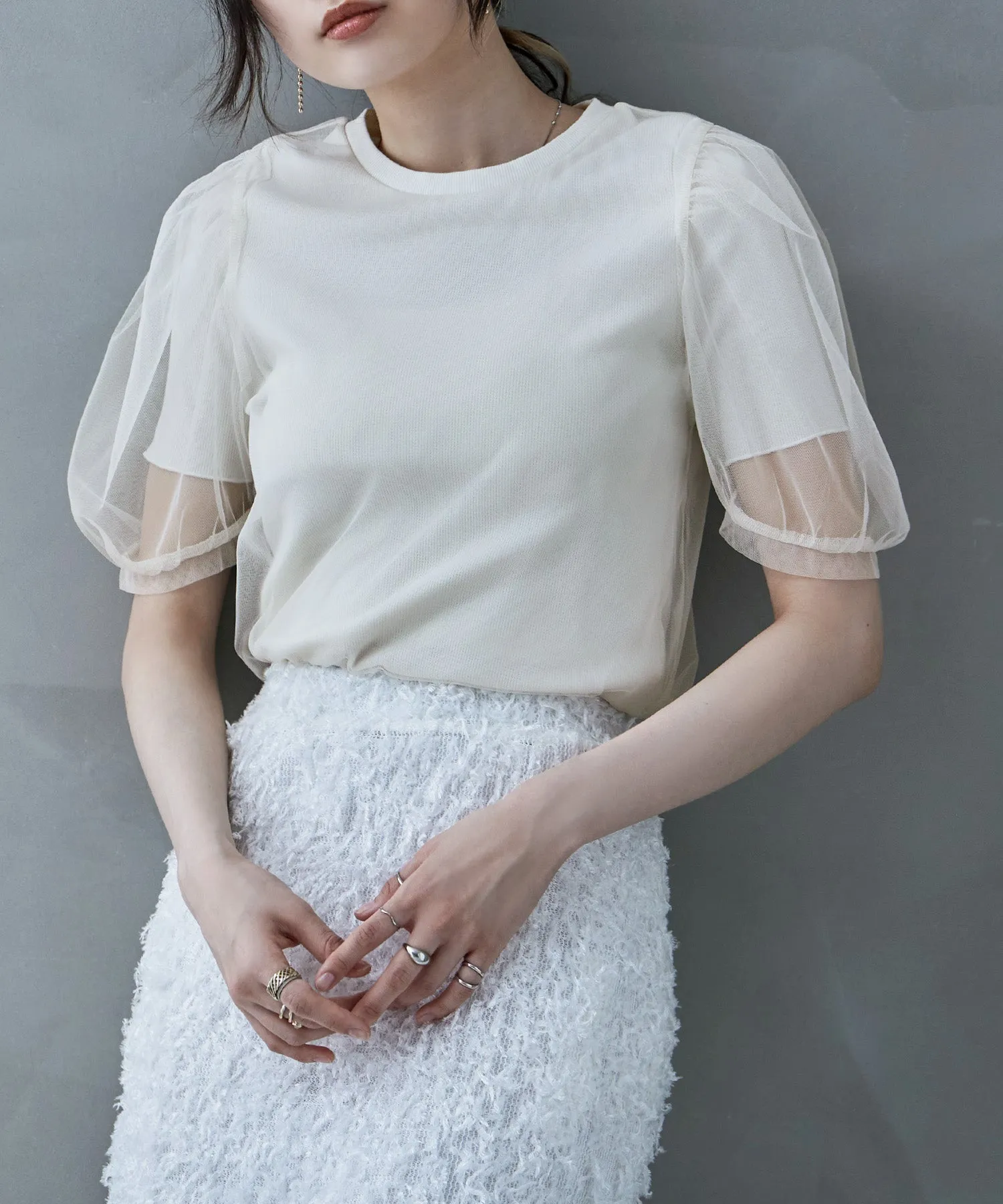 Tulle layered rib tops