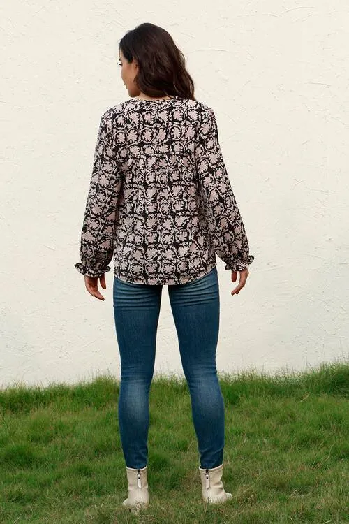 Weekend Vibe Quarter Button Long Sleeve Blouse