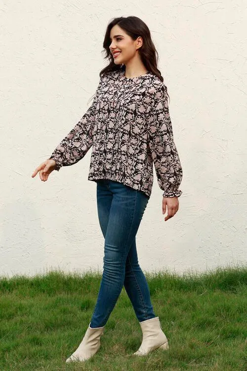 Weekend Vibe Quarter Button Long Sleeve Blouse
