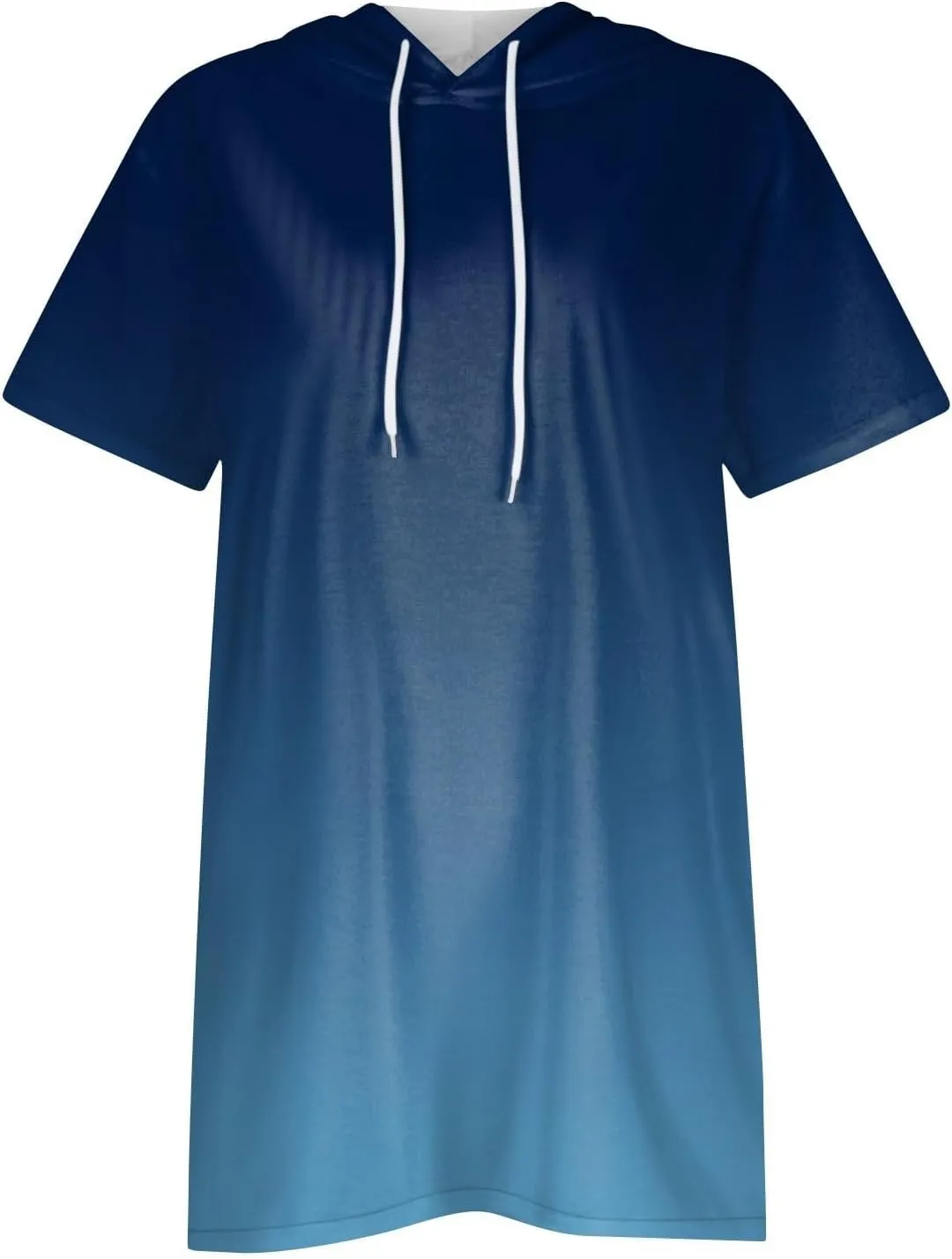 Womens Summer Oversized Hoodies Short Sleeve Shirts Color Block Tunic Tops Lightweight Pullover with Pockets