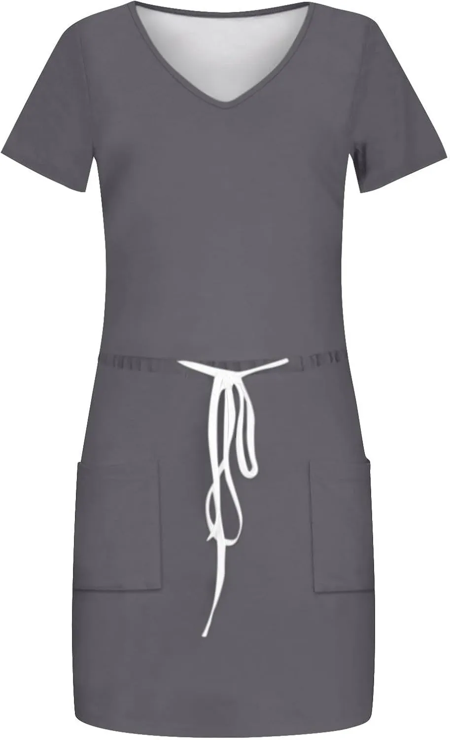 XOWRTE Women's Summer Tie Dresses 2025 Beach Casual Deep V Neck Loose Sundress Ruffle Sleeve Mini Dress A-Line Tunic Dress