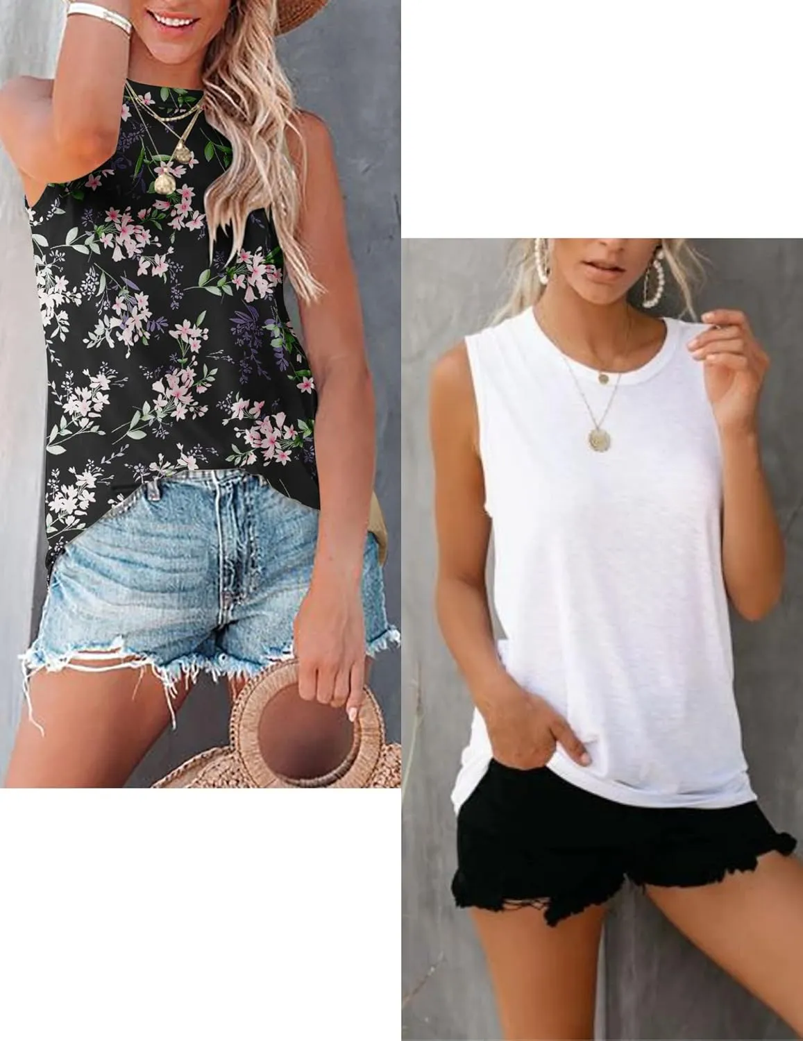 Zeagoo Womens 2025 Tank Tops 2 Pack Casual Crewneck Sleeveless T Shirts Loose Fit Summer Tunic Blouse