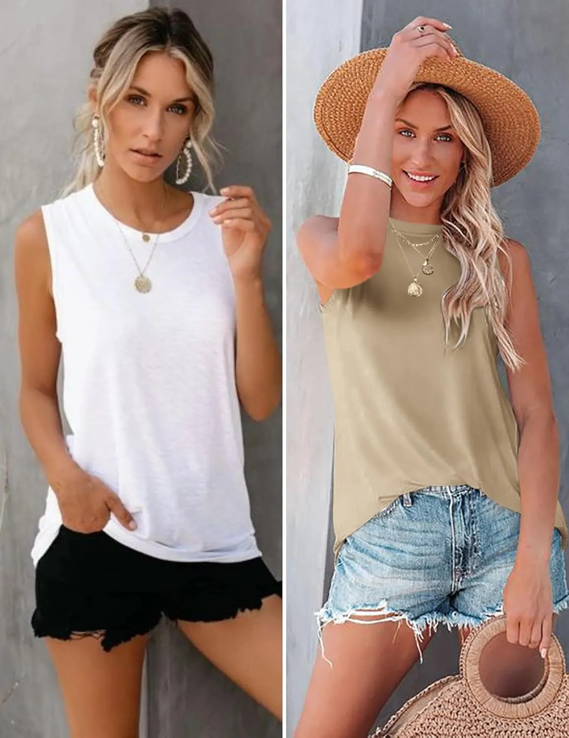 Zeagoo Womens 2025 Tank Tops 2 Pack Casual Crewneck Sleeveless T Shirts Loose Fit Summer Tunic Blouse